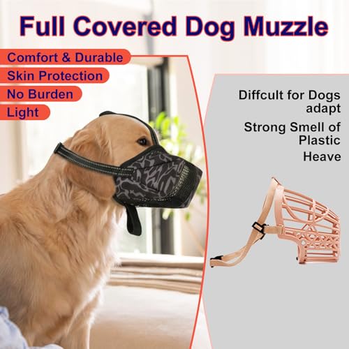 Image of Soft Air Mesh Dog Muzzle S Black | Anti-Biting Anti-Chewing Anti-Barking | Adjustable Reflective Full Coverage for Grooming & Scavenging Prevention