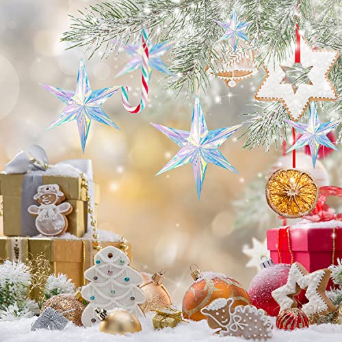 3 Pack Iridescent Decor Hanging Decorations, Rainbow Shine Party Ornaments Iridescent Party Decorations For Wedding Birthday Christmas Frozen Theme Party (Iridescent 6 Point Star) #TOP4