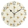 Silent non ticking round wall clock bee and honeycomb vintage home decor battery operated for living room kitchen bedroom  urban country home decor