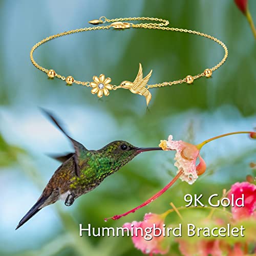 Kecho Gold Hummingbird Bracelets Yellow Gold Adjustable Chain Link Hummingbird Flower Bracelet Jewelry Gifs For Women Girls #TOP5