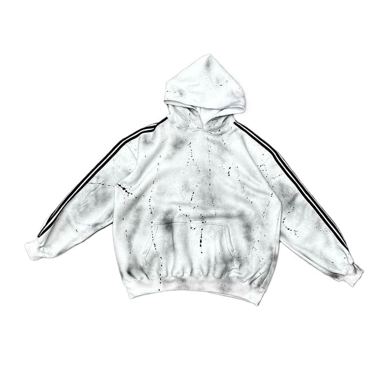 Men's Hoodie Printed Super Street Headwear Retro Hip Hop Y2k Sportswear Pocket Pullover (grey,L)