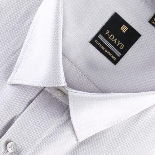Image of 7-DAYS Premium Men's Formal Shirts - Cotton Rich, Textured Self-Design, Full Sleeve, Regular Fit, Wrinkle Resistant, with Pocket - Perfect for Office