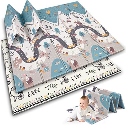 NUKIDO Baby-Schaumstoffmatte Doppelseitig Niedlich Buntes Design zum...