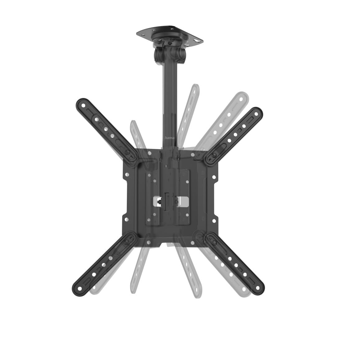 Hama TV Deckenhalterung, schwenkbar, höhenverstellbar, 32-65 Zoll, bis 40kg | TV Deckenhalterung schwarz, auch für Dachschrägen, VESA 75x75 bis VESA 400x400, mit fischer-Dübeln