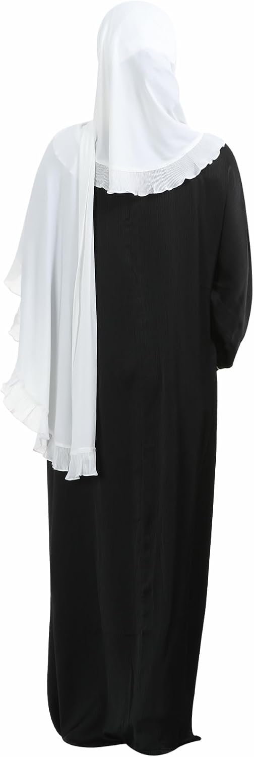 Muslim Instant Hijab for Women Flowy Smooth Chiffon Ruffled Trim Headscarf