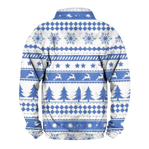Ugly Christmas Sweaters for Men 2024 Long Sleeve V Neck Funny Snowflake Xmas Holiday Sweatshirt Pullover2