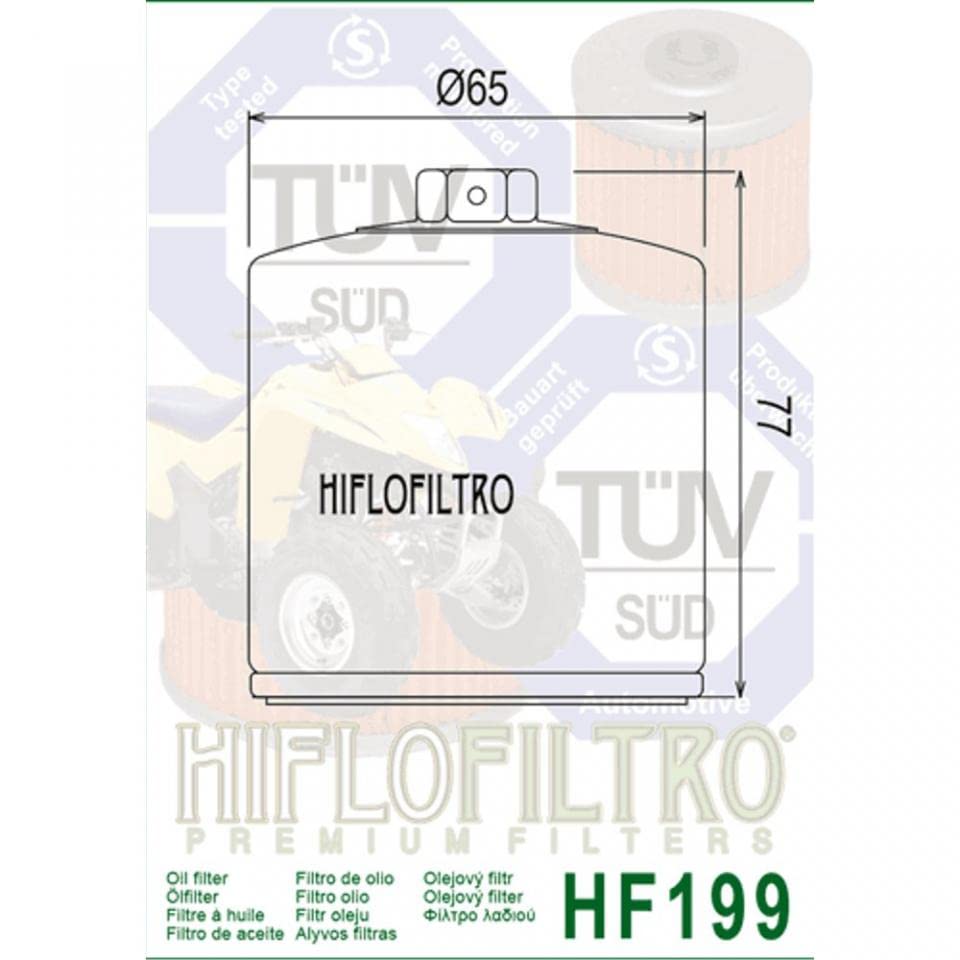 Filtro olio Hiflo per Quad Polaris 570 Sportsman 2014-2016 HF199 / 2520799 Nuovo di zecca