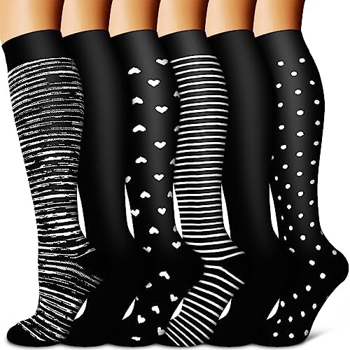 BLUEENJOY Copper Compression Socks for Women & Men (6 pairs) - Best Support for Nurses, Running, Hiking, Recovery