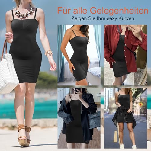 FXTYK TräGerlos Bauch-Control Kleid Unterkleid Shapewear Damen Stark Formend Body Unterrock Kleider FüR Damen Abnehmbare Schulterriemen Camisole Shaping Full Slips Dress