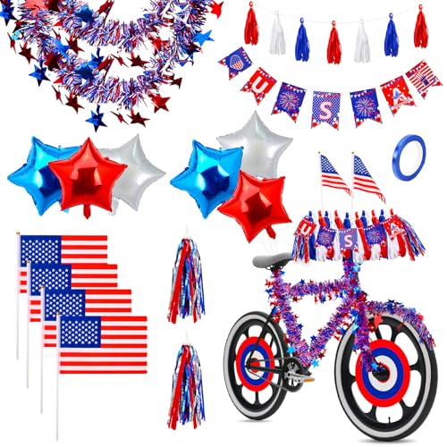 DTOFOOT 4th of July Bike Decorating Kit, Patriotic Bike Stre