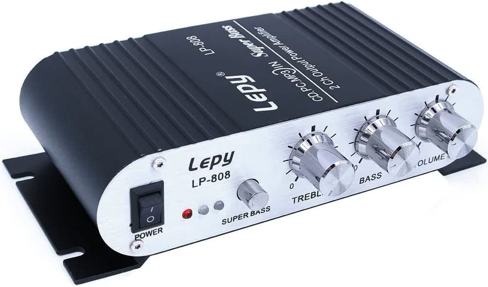 DollaTek LP-808 12V Mini Amplificateur HiFi Filaire Portable avec Alimentation 3A pour téléphone de Voiture à Domicile - Noir