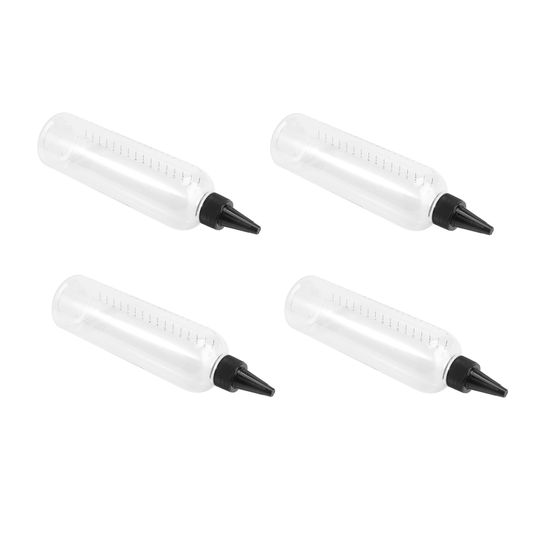 Luxshiny 4Pcs Pointed Mouth Applicator Bottles Multi Purpose Transparent Squeeze Sauce and Hair Dye Bottles for Easy Dispensing of Liquids for Home Hair Coloring and Care