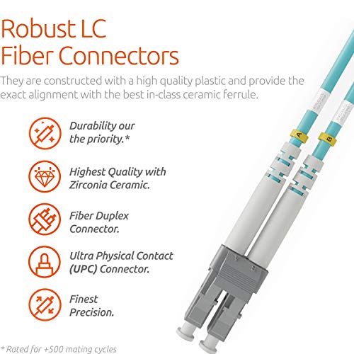 Miniatura 2 de Beyondtech Cable De Fibra Óptica Lc A St Om3 Multimodo Duplex 5 Metros - 2 Unidades - Latiguillo Doble Fibra Óptica Upc Upc - 50 125 Lszh