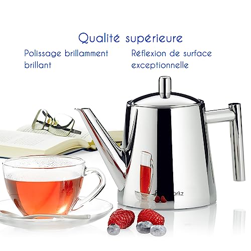Théière double paroi design en acier inoxydable chromé Easyworkz 1l - 6