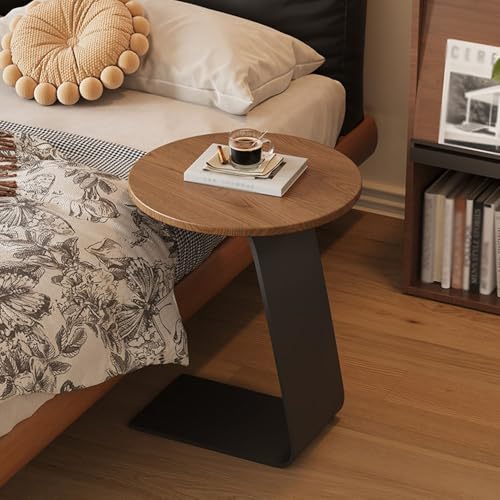 Table d'appoint de canapé noire, petite table à thé ronde de salon moderne