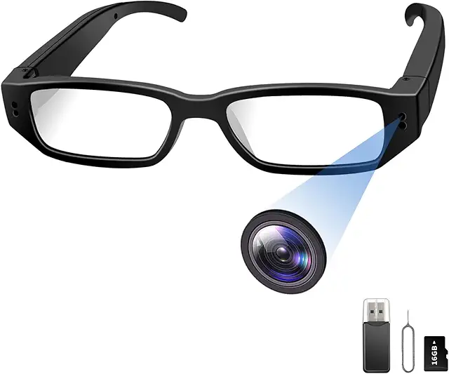 Lunettes Caméra Espion HD 1080P 16GB - Caméra Cachée Portable pour Vélo et Sports