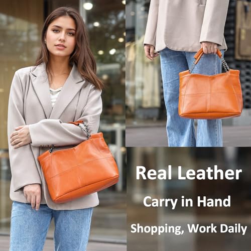 Image of Genuine Leather Women Handbags and Purses Designer Medium Tote Bag Fashion Shoulder Crossbody Satchel Hobo Bag