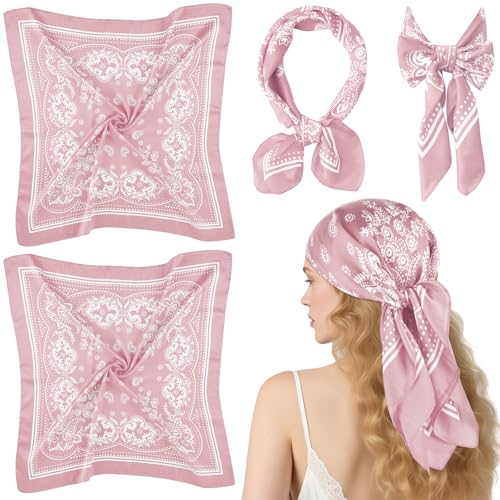 PLULON Silk Scarf Head Scarf for Women 2/4/8Pcs, Satin Bandana Hair Scarf Boho Headwear for Beach Travel Holiday Decors