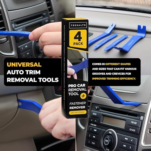 Image of Auto Trim Removal Tool Set - 4pcs No-Scratch Plastic Pry Tool Kit for Car Interior - Fastener, Clip, Door Panel, Molding, and Dashboard Removal Tools - Easy-to-Use Auto Trim Tools for Vehicles