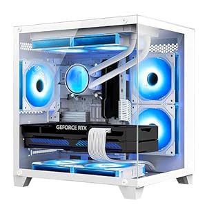 Gaming PC Desktop -AMD Ryzen 5 5600G 3.9GHz – RTX 3060 12GB -16GB DDR4 RAM -1TB PCIe SSD -240 Liquid Cooler -WiFi & Bluetooth Ready -RGB Fans-Windows 11 Pro Computer – White