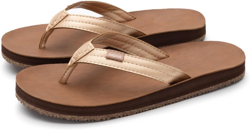 Feelgoodz Women's Zensole Slim Kinderz Water-resistant Vegan Leather/Natural Rubber Flip Flops