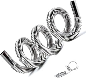 300 CM Abgasschlauch für Stromerzeuger, Edelstahl Abgasrohr 25mm Diesel Auspuff Abgasrohrleitungen, mit 2 Schellen Abgasrohr, Kraftstofftank Auspuffrohr Auspuff Schalldämpfer für Diesel Heizung