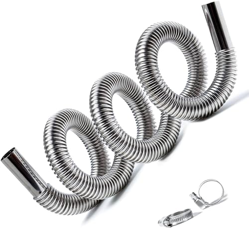 Manguera de escape de 300 cm para generador de electricidad, tubo de escape de acero inoxidable, 25 mm, tubos de escape diésel, con 2 abrazaderas de tubo de escape, tubo de escape para calefacción