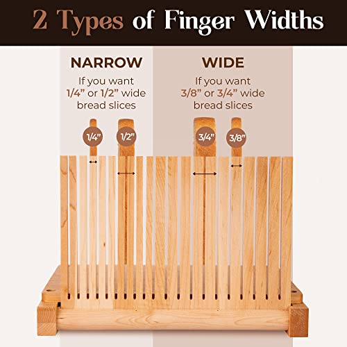 Bread Slicer For Homemade Bread (Hard Maple Wood) – 4 Different Thickness Options For Even And Consistent Bread Slices - Compact Foldable Bread Slicing Guide With Optimal Knife Grooves #TOP1