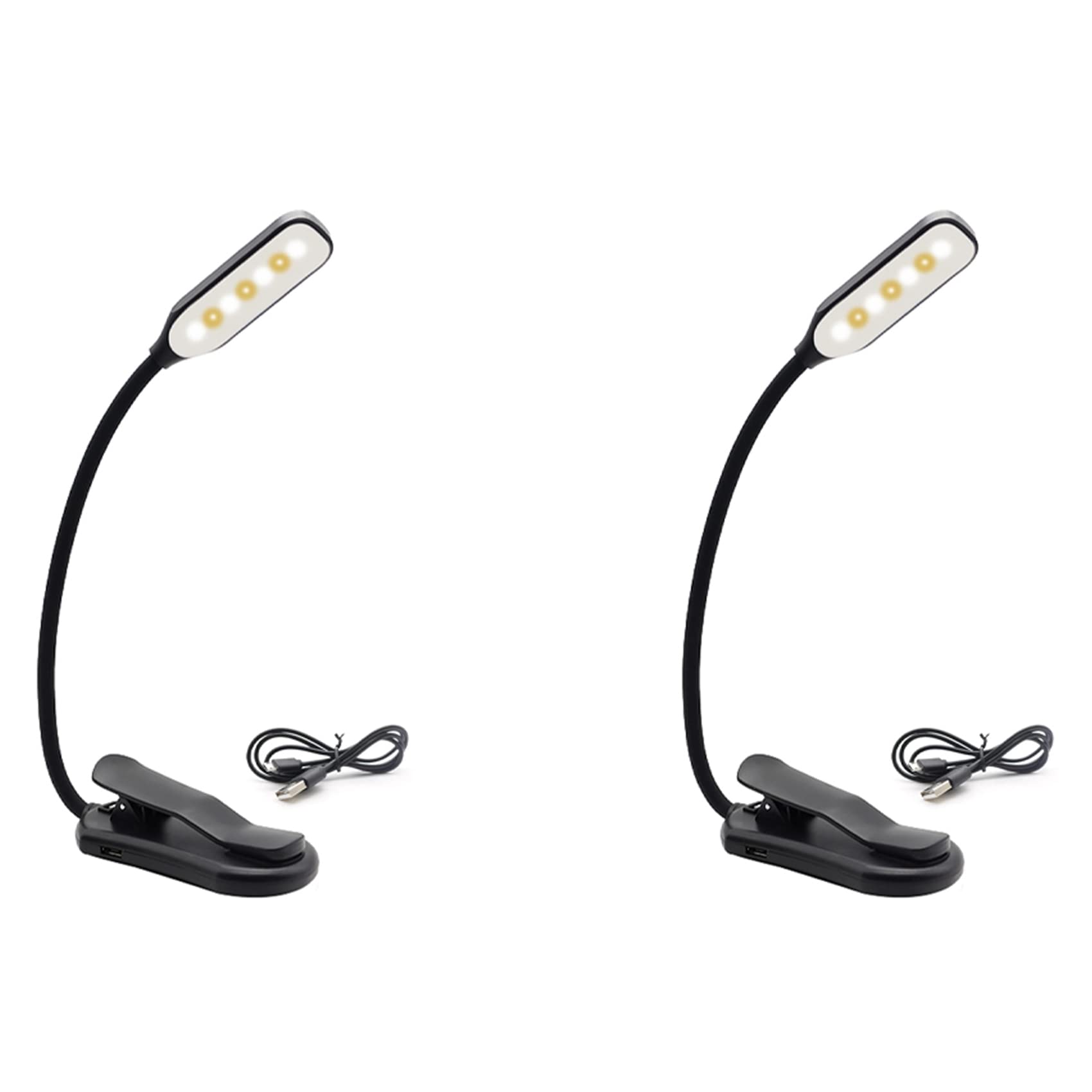 Hndhbfgrt 2X Rechargeable Book Light 7 LED Reading Light 3-Level Warm Cool White Flexible Easy Clip Lamp Read Night Reading Lamp