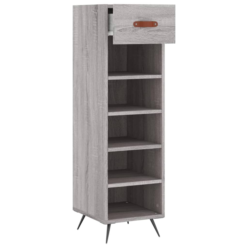 Scarpiera a 5 Scomparti e Cassetto Grigio Sonoma 30x35x105 cm