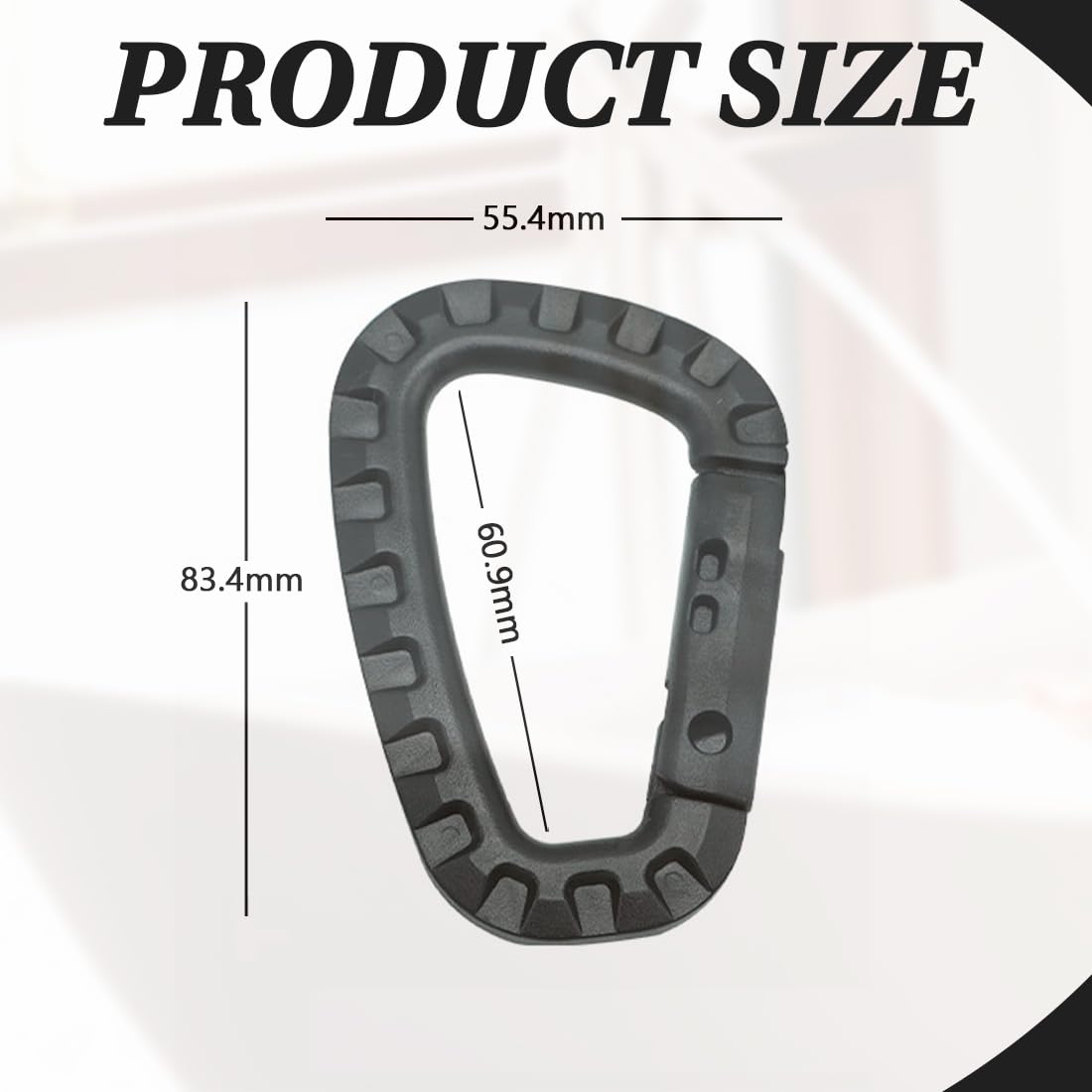 5 Piezas Mosqueton Tactico Negro, Llavero con Mosquetón Táctico en Forma de D, de Plástico de Alta Resistencia para Mochila/Llavero, Accesorios de Escalada al Aire Libre, Ganchos de Mosquetón — view 2
