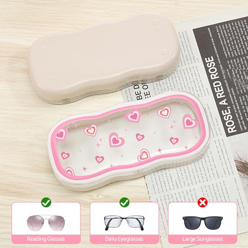 Image of MoKo Glasses Case Hard Shell, Cute Eyeglass Case for Reading Glasses, Clear Eyeglasses Case for Women Girls