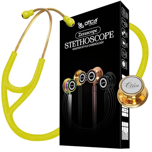 Image of Otica Gold Finish Master-Style Cardiology Stethoscope, Premium Acoustic Performance, Durable Design, Ideal for Doctors, Nurses, EMTs, Medical Students (Yellow)