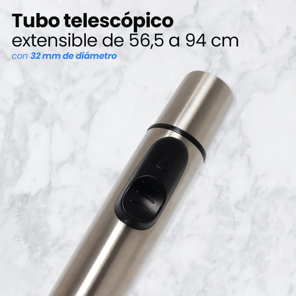 ANAKEL HOME Repuesto Tubo Aspiradora Universal Compatible con Aspirador AEG, Bosch, Miele, Philips, Rowenta... | Ø32 mm, Acero Inoxidable, Longitud Regulable 56.5-94 cm