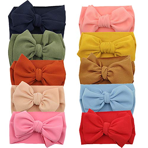 Image of Steewarts Baby Girl Bow Headbands Newborn Hairband Baby Turban Knotted Elastic Headwrap for Toddler Hair Accessories (AA06-10PCS)