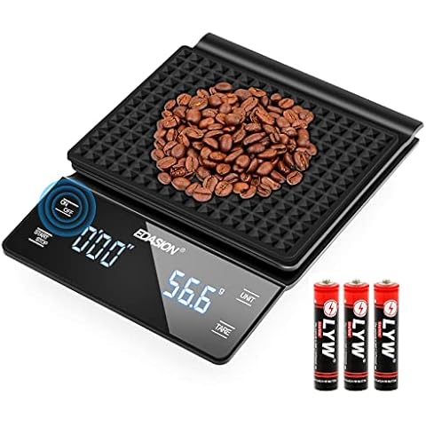 Digital Coffee Scale with Timer 0.1g/3KG High Precision Kitchen Scale Waterproof Electronic Food Weighing Espresso Scale, Large LED Display, Touch Button, Easy to Clean, Black(Batteries Included) Cover