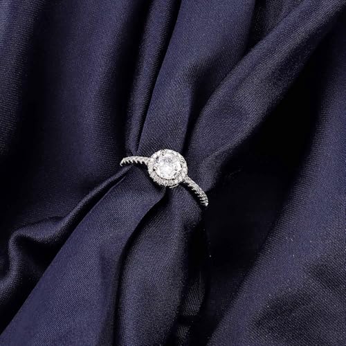 925 Sterling Silver Cubic Zirconia Engagement Rings for Women Round Square CZ Solitaire Wedding Halo Promise Eternity Ring Adjustable4