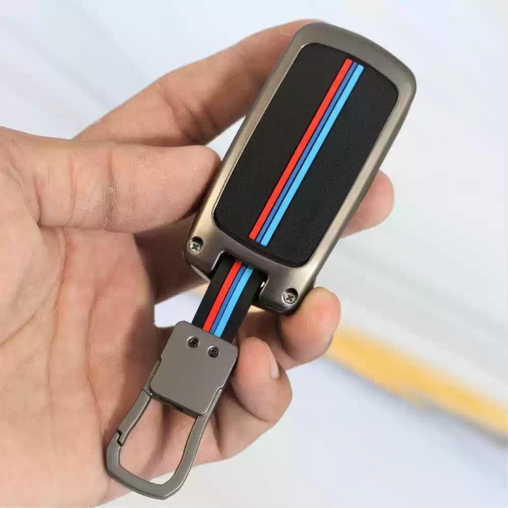 Image of Metal Keycover for Punch, Harrier, Nexon, Altroz, New Safari, Tiago, Tigor - 3 Button Flip Key (Metal Silicon)