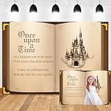 Leyiyi 12x6ft Fairy Tale Book Backdrop Once Upon A Time Ancient Castle Photography Background Romantic Vintage Storybook Royal Castle Backdrop for Baby Shower Princess Birthday Party Decoration