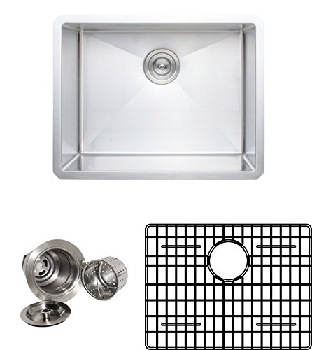 Wells Sinkware NCU2318-10-1 Stainless Steel Kitchen Sink Package, 23 Inch, Brushed Matte Finish