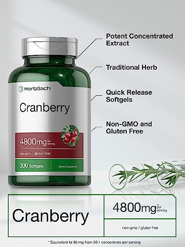 Horbäach CL11595 Cranberry Pills 4800Mg | 300 Softgels | Non-Gmo, Gluten Free Supplement thumb #3