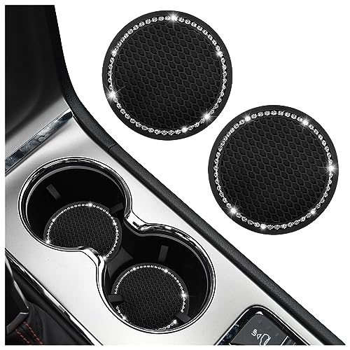 BELOMI Sottobicchieri Auto 4 Pezzi Con Cristalli Strass – Antiscivolo, Impermeabili, Universali Per SUV E Camion (Giallo) - 3