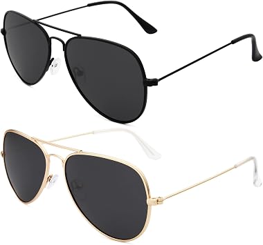 livho Sunglasses for Men Women Aviator Polarized Metal Mirror UV 400 Lens Protection All black & Gold Black