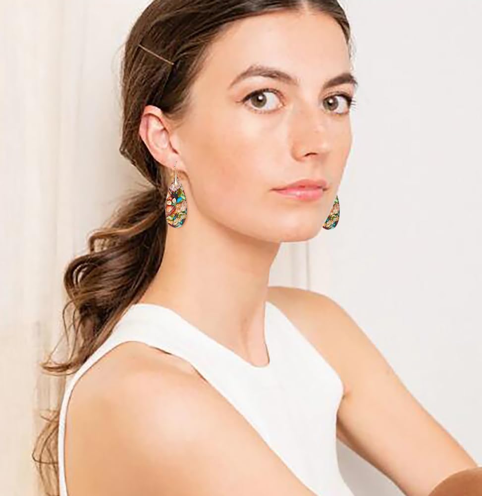 Natural Stone Earrings Waterdrop Stone Dangle Earrings for Women - Image 2