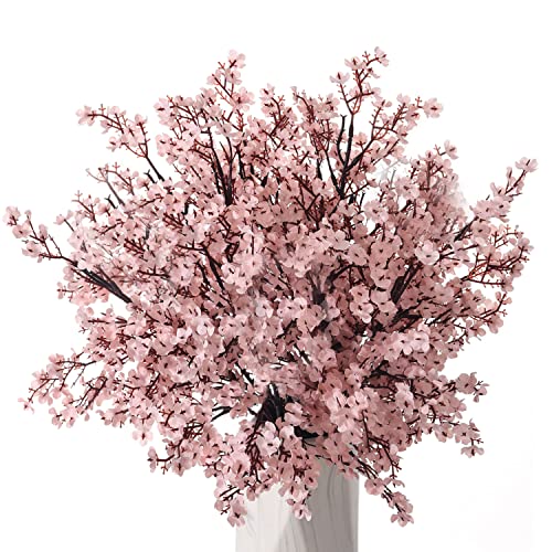 LUSHIDI 15 flores artificiales de respiración de bebé de seda falsa al tacto real DIY ramos florales decoración de fiesta de boda arreglos de decoración - rosa