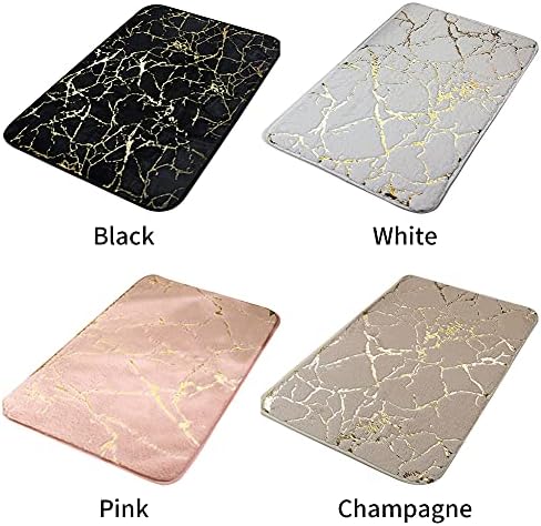 Faderr Bath Mat, Marble Texture Bath Rug Set, Quick Dry Non Slip Polyester Rectangle Bathroom Mat, Cushion Rug for Home Bathroom Kitchen Bedroom (Champagne,size:45x70cm)