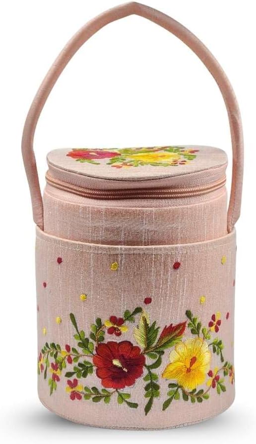 Handcrafted Embroidery Box & Basket – Elegant Multipurpose Storage Organizer for Gifts, Jewelry & Home Décor(Green)