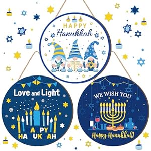 Blosssound 3 Pcs Hanukkah Front Door Sign Round Hanukkah Hanging Ornament Hanging Wooden Plaque Decoration Chanukah Party Wall Sign Hanger for Farmhouse Home Living Room Birthday Party Supplies Blosssound 3 Pcs Hanukkah Front Door Sign Round Hanukkah Hanging Ornament Hanging Wooden Plaque Decoration Chanukah Party Wall Sign Hanger for Farmhouse Home Living Room Birthday Party Supplies