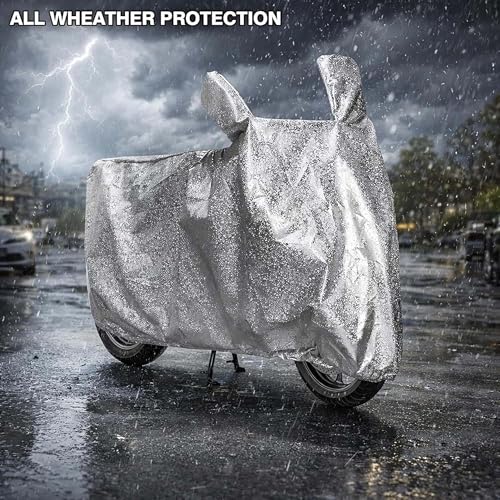 Image of Sulfar Bike Cover for Royal Enfield Himalayan 650 (Upcoming) (Adventure) | Waterproof, Dustproof & UV Protected | All Weather Two Wheeler Cover (Silver) New 2026 Variants