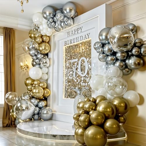 Image of 8 Pcs Silver Balloons and Clear Round Foil Balloons 22 In Transparent Balloon Metallic Silver 4D Ball Balloon Ornament Balloon for Birthday Grad Wedding Anniversary Prom Disco Party Decor
